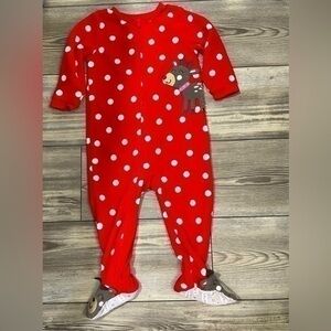 2T Reindeer Christmas Onesie With Reindeer Footies Zip-up Pajamas EUC